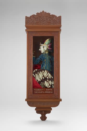<p> Queen Elizabeth II was given this doll-like puppet during her State Visit to Yogyakarta, Java. According to the <em>Royal Trust Collection</em>'s website, "The puppet is of a traditional Indonesian style known as wayang golek." </p>
