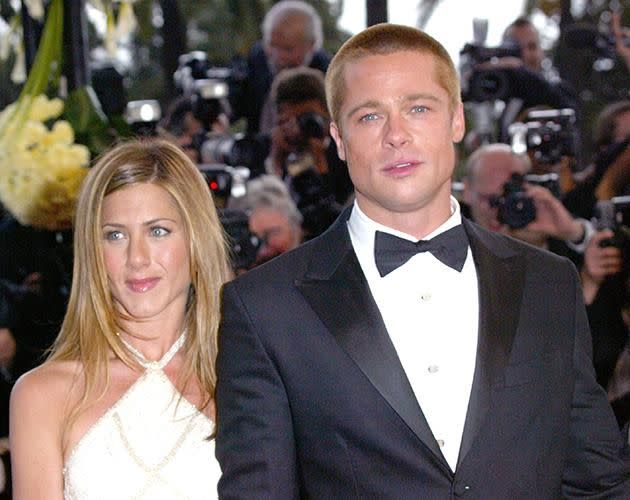 Jennifer Aniston with her ex husband Brad Pitt. Source: Getty Images.