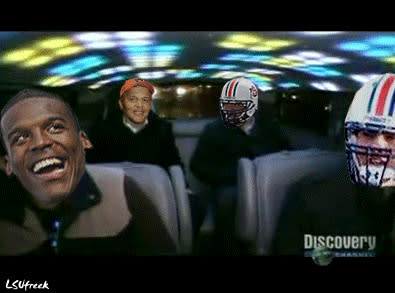 Gene Chizik, Cam Newton in the Cash Cab. (Click to see GIF)