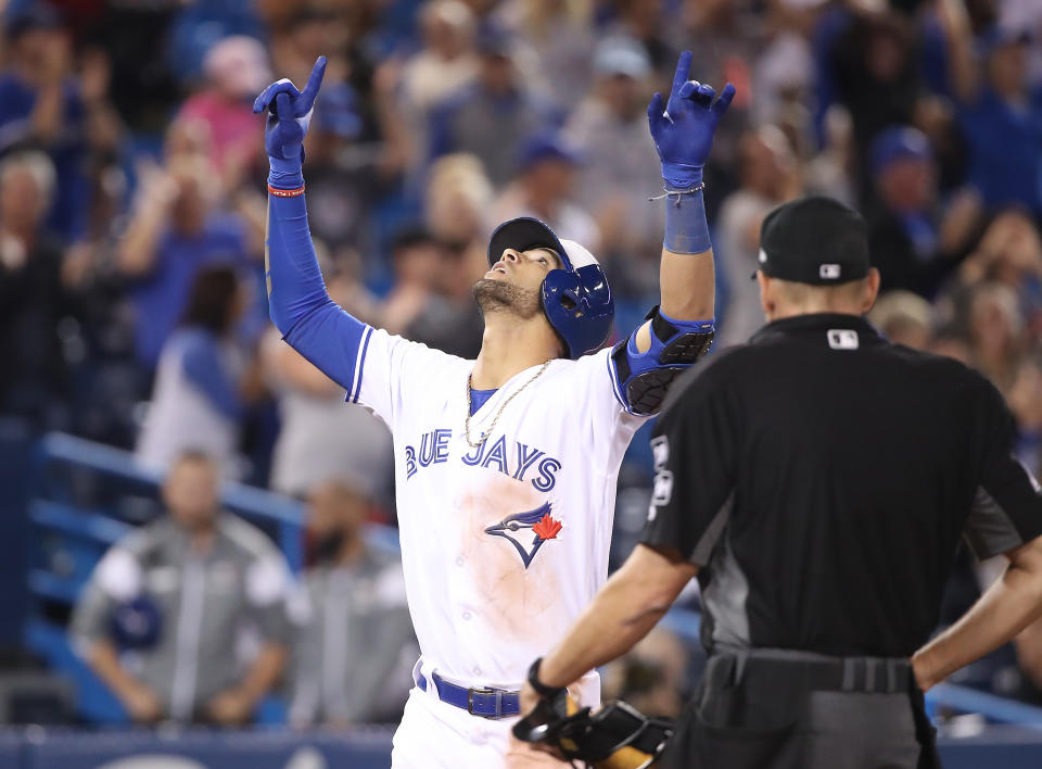 Lourdes and Yuli Gurriel each hit a pair of home runs on Friday night for their respective teams, marking the first time in MLB history that a pair of brothers accomplished that feat in the same day. (Photo by Tom Szczerbowski/Getty Images)