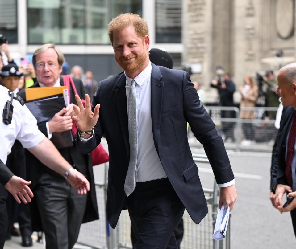 Prince Harry, Duke of Sussex, arrives to give evidence at the Mirror Group Phone hacking trial at the Rolls Building at High Court (WireImage)