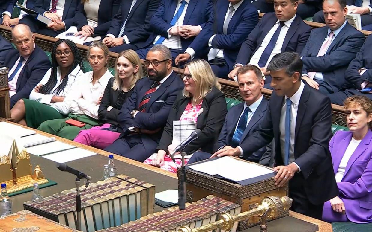 Rishi Sunak addresses the House of Commons during PMQs