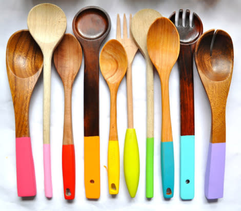 Paint dipped wooden spoons