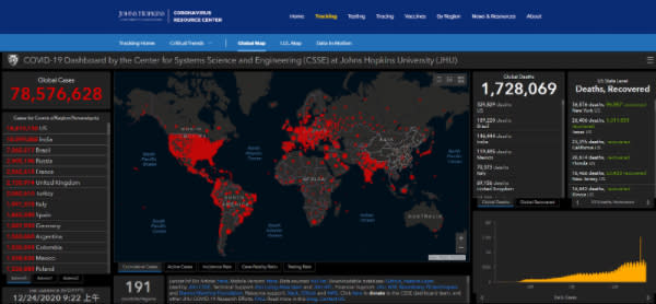  (圖片來源：Johns Hopkins Coronavirus Resource Center網站截圖)