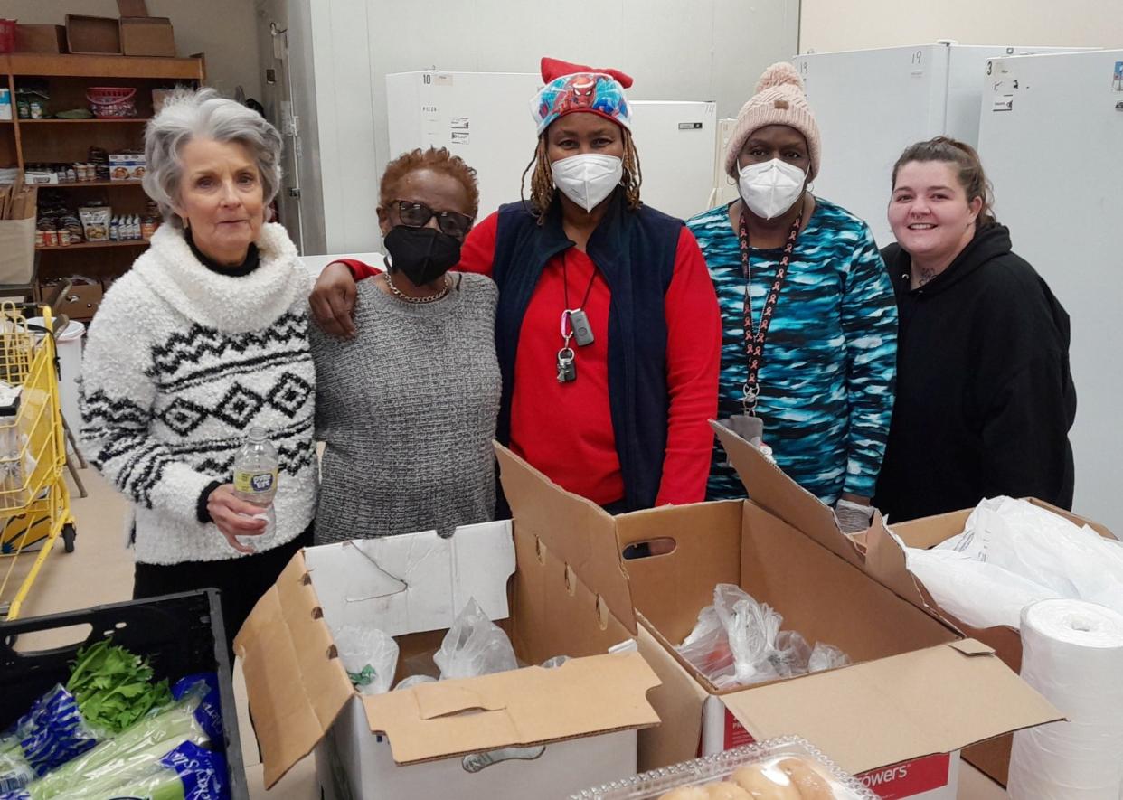 Hopewell Food Pantry Friday crew in December 2022 in Hopewell, Va. From left to right, Valerie Jones, Barbara McZeal, Pat Starke, Brenda Bland, Katie Keeley.