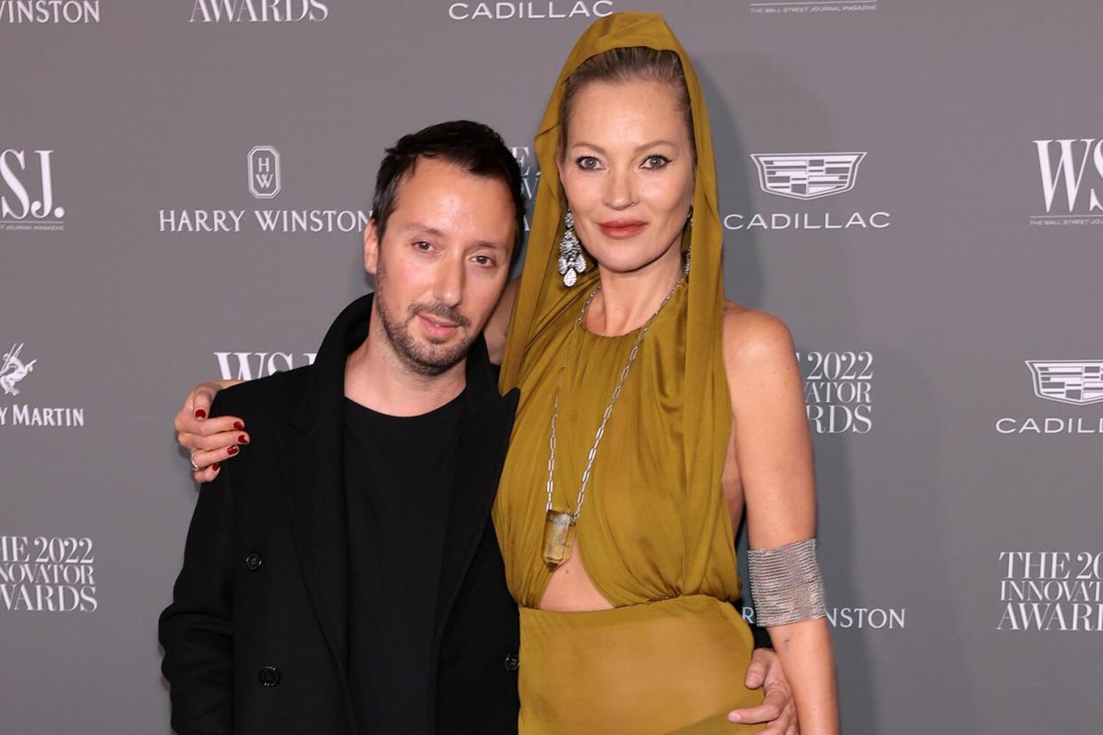 Anthony Vaccarello and Kate Moss attend the WSJ. Magazine 2022 Innovator Awards