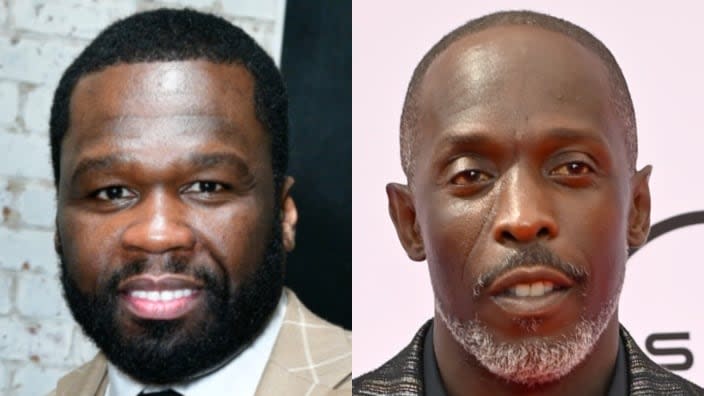 Curtis “50 Cent” Jackson (left) is being blasted for some insensitive social media posts about the death of acclaimed actor Michael K. Williams (right). (Photos by Eugene Gologursky/Getty Images for Haute Living and Paras Griffin/Getty Images for BET)