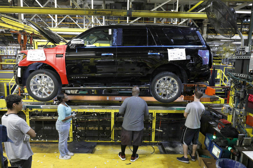 The 2018 Ford Expedition SUV goes through the assembly line at the Ford Kentucky Truck Plant in October 2017 in Louisville, Kentucky.