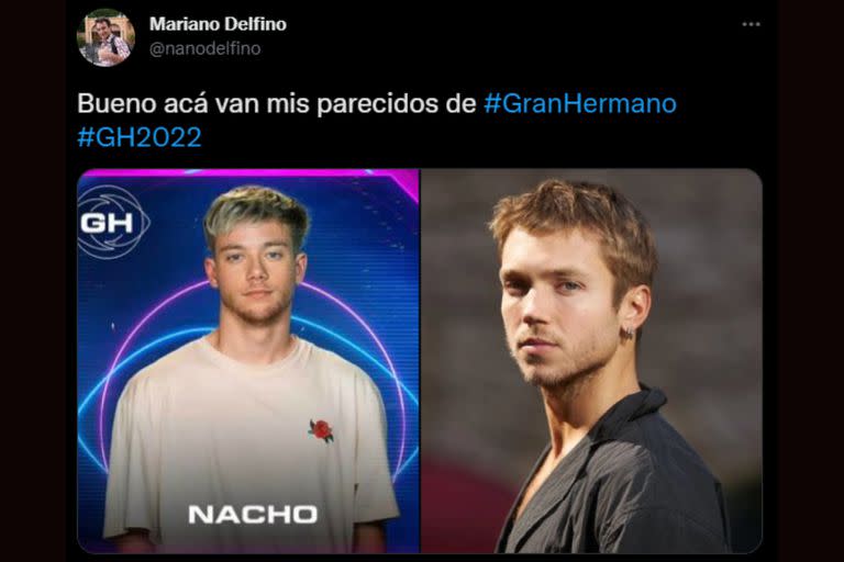 El hilo muestra a quienes se parecen los nuevos participantes del reality (Foto Twitter @nanodelfino)