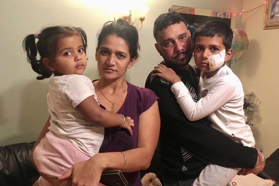 Ishnoor, Sandeep Kaur, Harpal Singh and Arjun at their home in Dagenham (Jon King/Barking and Dagenham Post.)