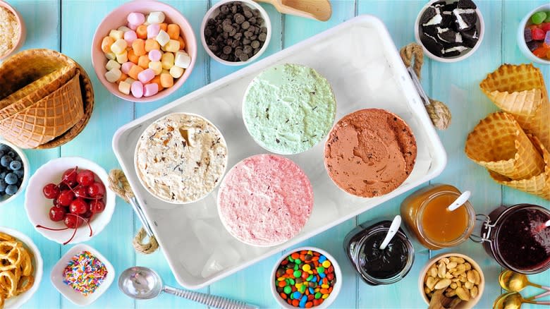 Ice creams and toppings