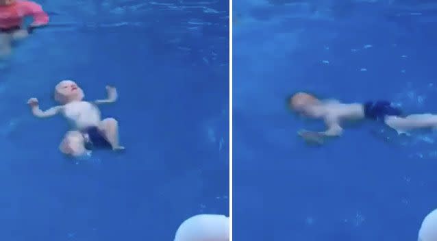 The video shows the baby kicking and paddling to get himself upright. Photo: Supplied