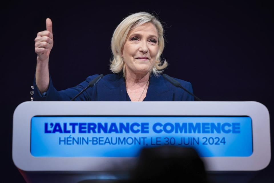 Following the report’s publication, Marine Le Pen’s far right party took the first round in voting (EPA)