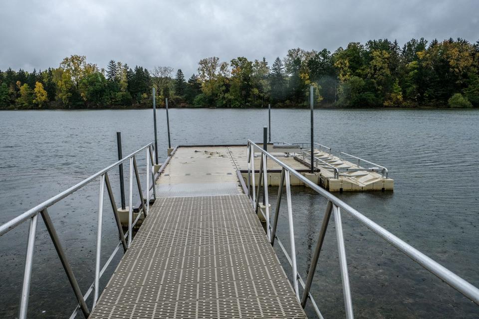 With a canoe and kayak ramp at Crego Park in Lansing, paddling around to see the fall colors along the shore and reflected in the water couldn't be simpler on Saturday, Oct. 14, 2023.