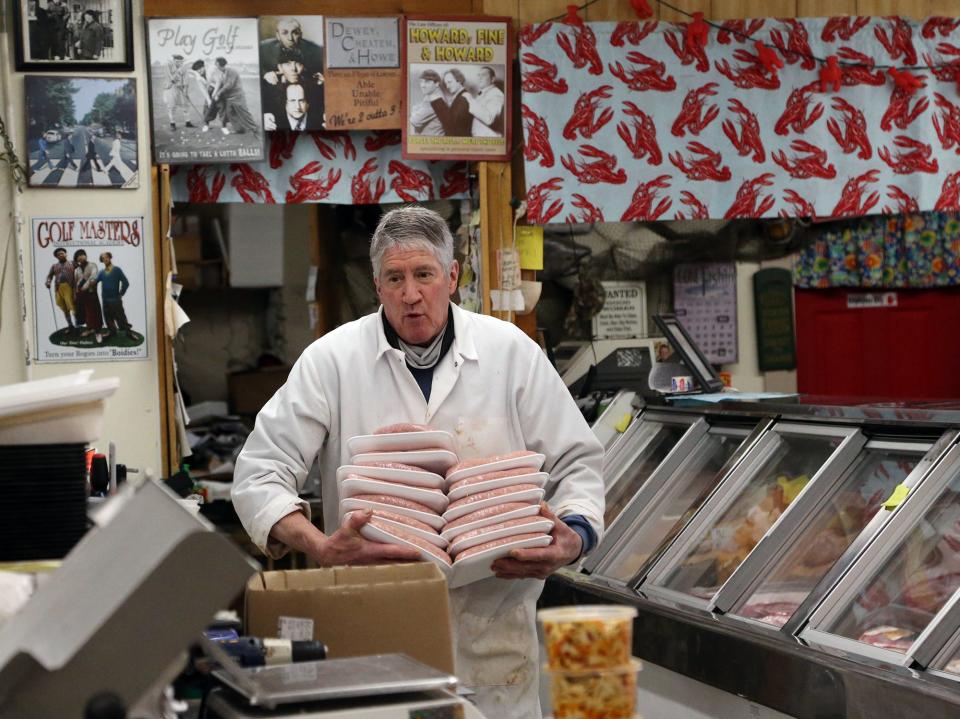 Peter Dunham, seen here in 2021, has been owned Jerry's Market since the late 1980s. His father, Gerald, opened the store on Main Street in Sanford, Maine, in 1947.