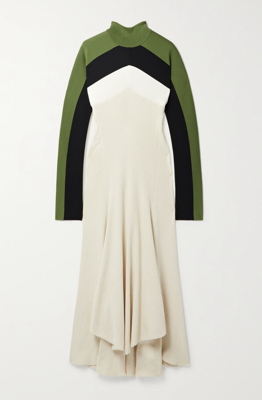 Color-Block Ribbed Cotton-Blend Jersey Maxi Dress