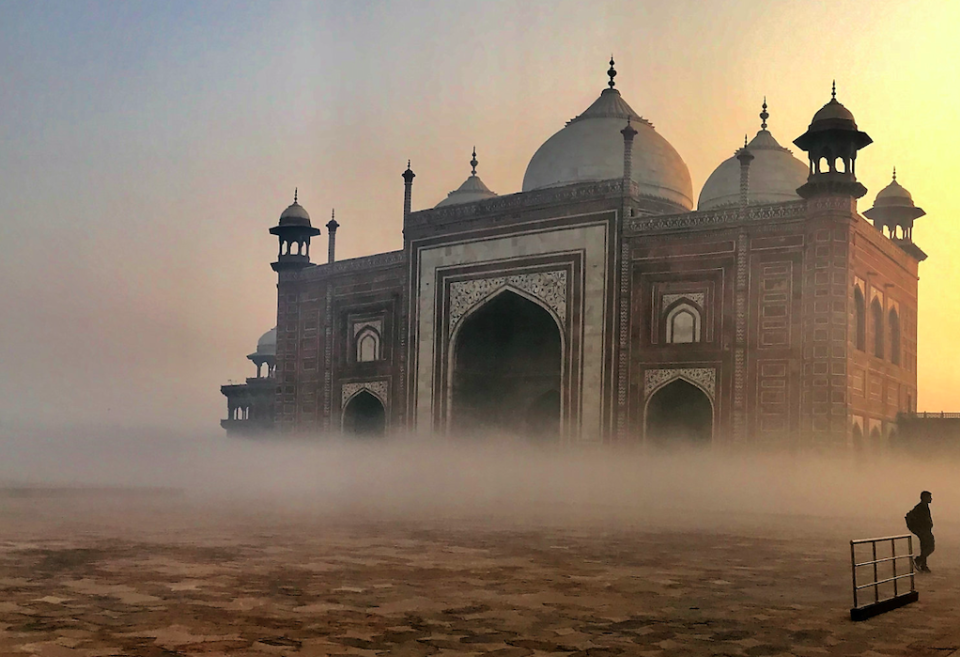 The Taj Mahal shrouded in mist was taken by Gillian McDonald.