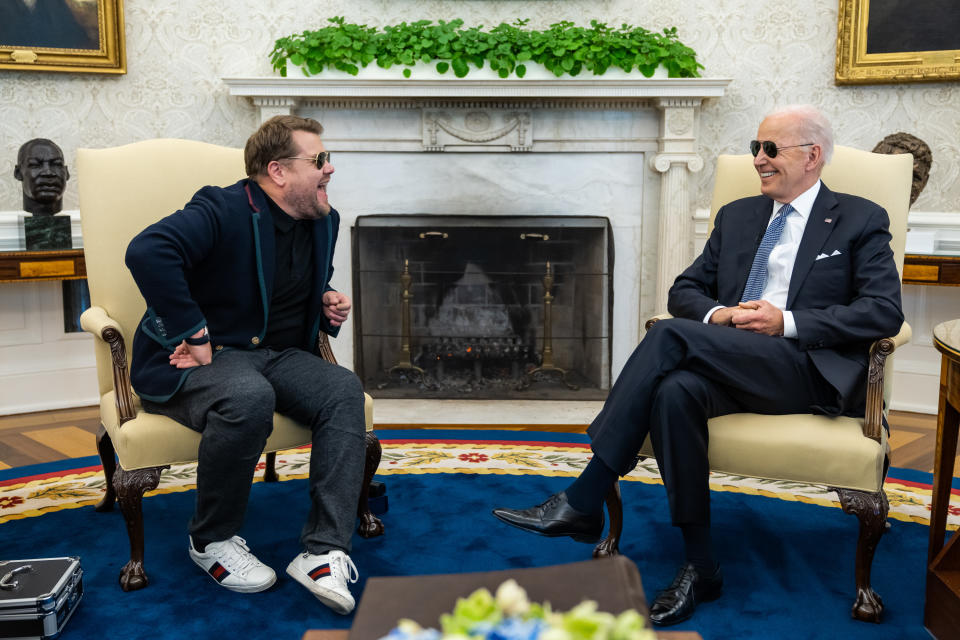 James Corden joins Joe Biden at the White House. (Official White House Photo by Adam Schultz)