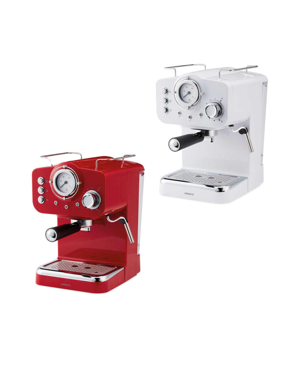 At just £49.99, these expresso machines are sure to prove a hit [Photo: Aldi]
