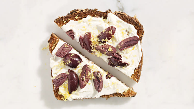 Lemony Olive-and-Cream-Cheese Toast