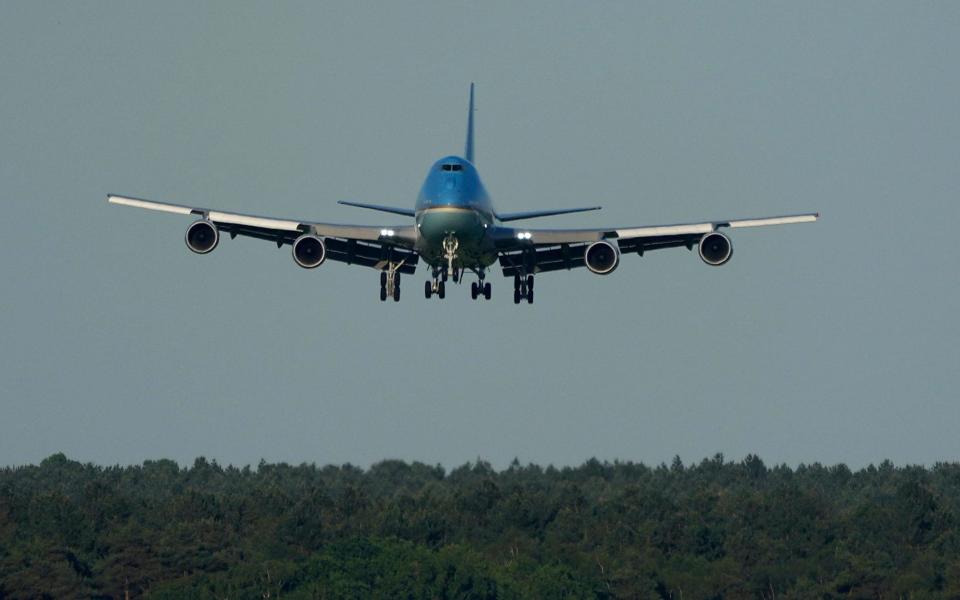 Air Force One arrived at RAF Mildenhall on Wednesday - AP Photo/Matt Dunham