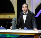 Enrique Gato agradece el premio Goya a la mejor película de animación para Tadeo Jones. También obtuvo el premio al guión adaptado y director novel