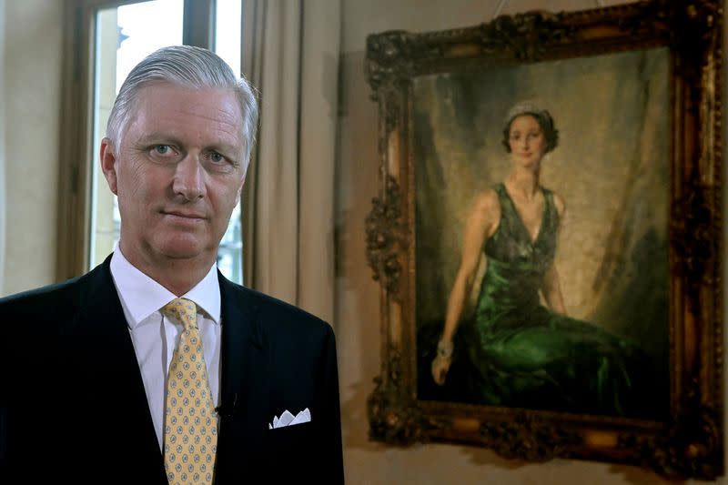 FILE PHOTO: Belgium's King Philippe delivers a speech on National Day at the Royal Palace in Brussels