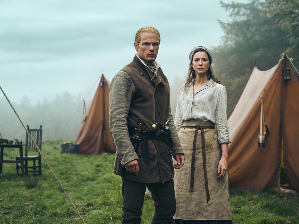 Sam Heughan and Caitríona Balfe in "Outlander" season seven.