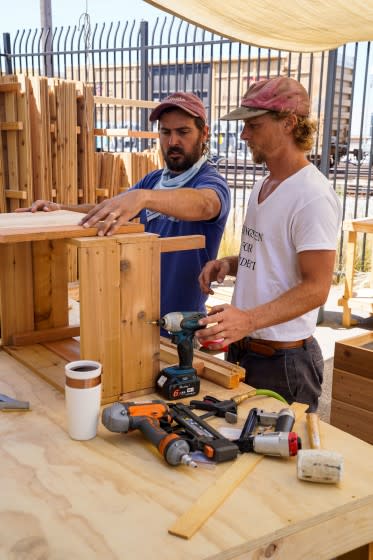 Raul B. Fernandez and Colin Hakes at Victory Garden LA on Friday, Aug. 7, 2020 in Los Angeles, CA