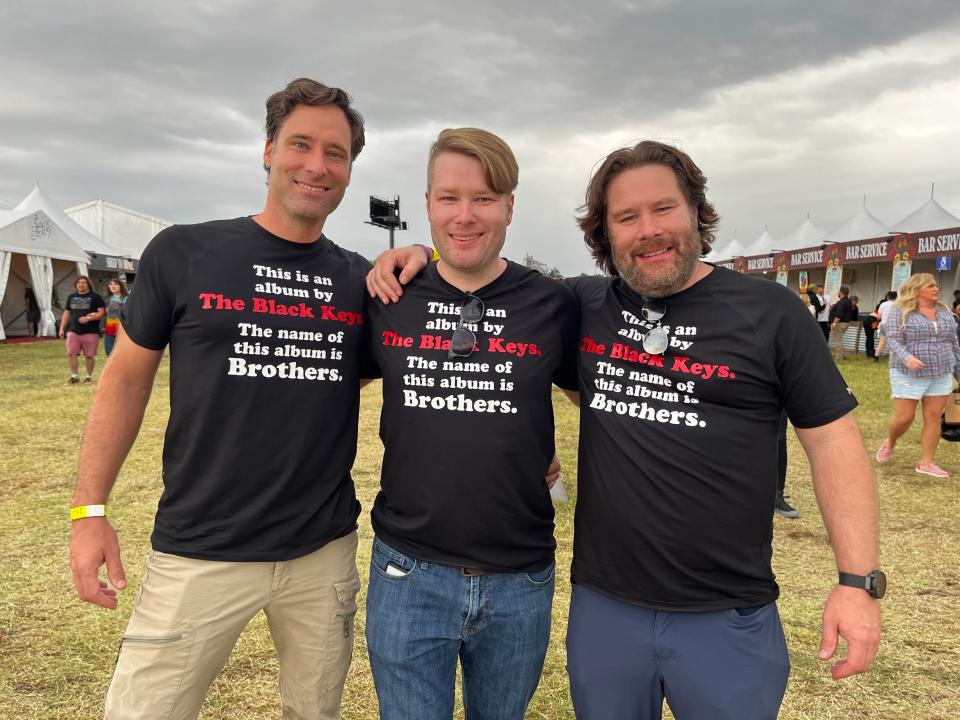 Steven Silva from Orlando (middle), John Silva from Texas (right) and Dan Silva from Mary Esther (left) came to celebrate Steven Silva’s bachelor party.