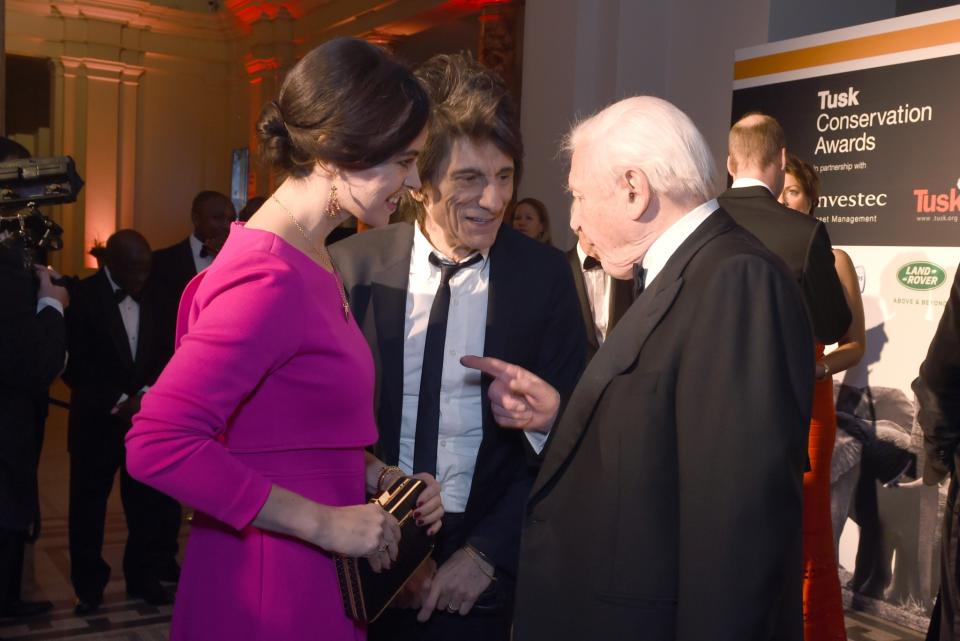 Sir David Attenborough with Ronnie Wood and Sally Humphries