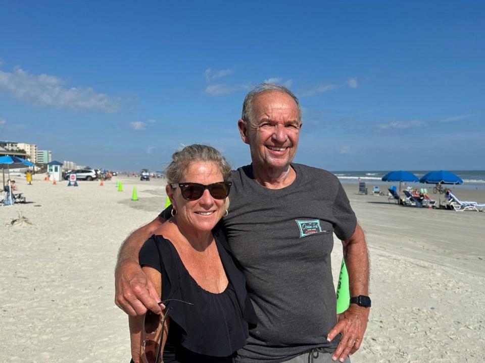 Ellen and Gary Kimball, of Massachusetts, enjoy a day at New Smyrna Beach, Thursday, Feb. 2, 2023.