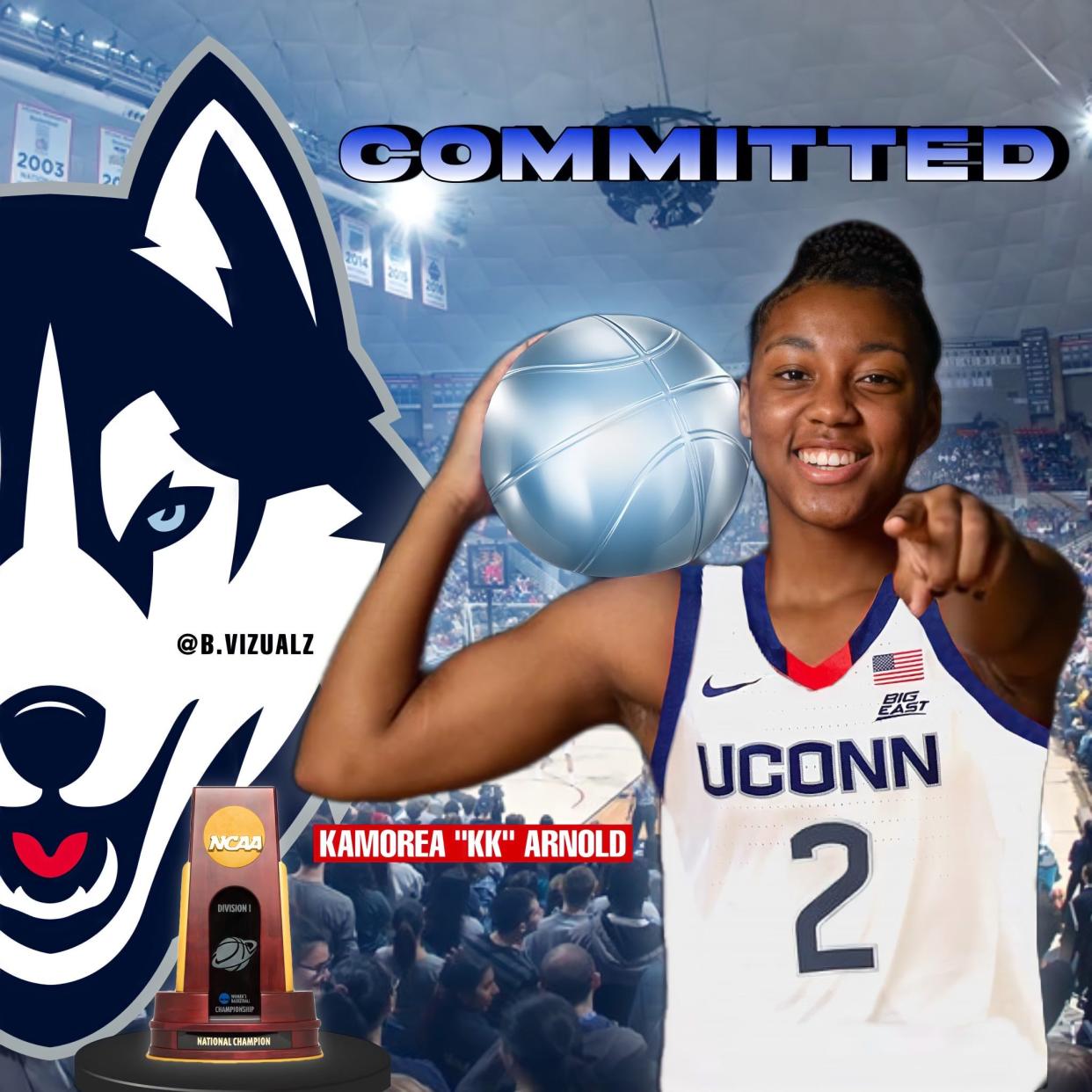 Germantown High School (WI) sophomore guard Kamorea Arnold has committed to the University of Connecticut.