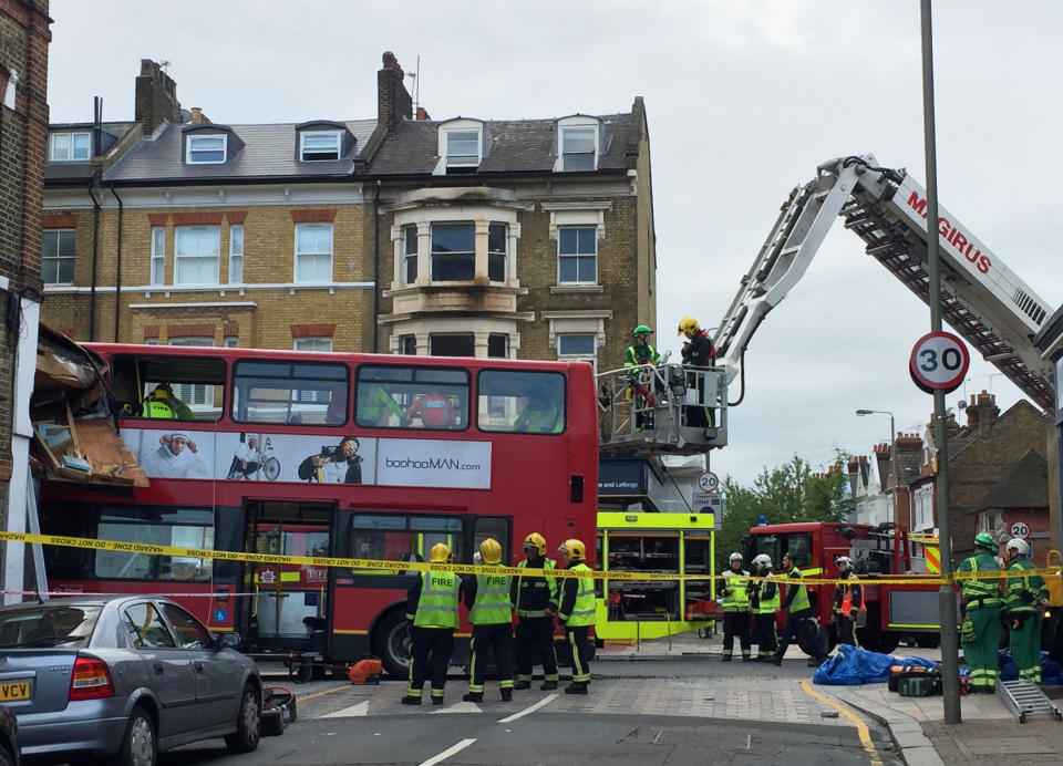 Emergency services at the scene in Lavender Hill