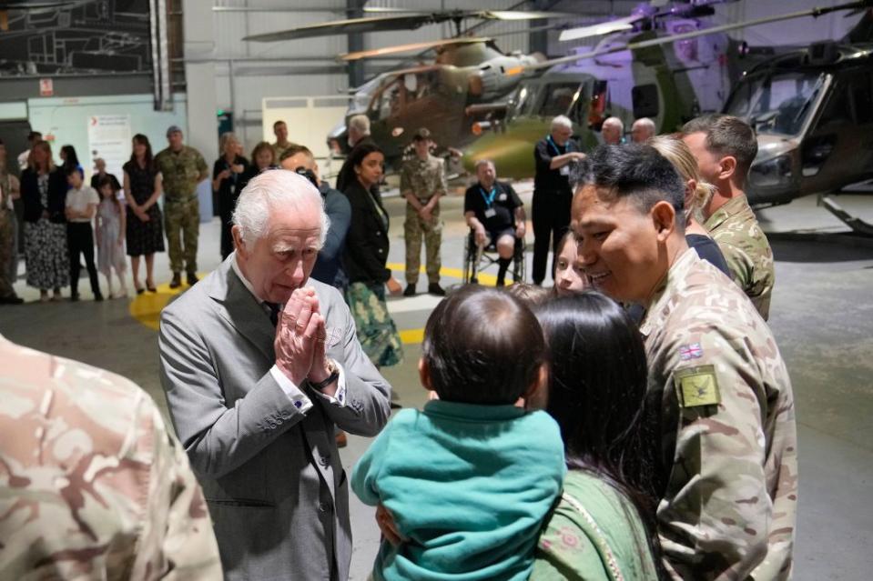 King Charles III at the Army Aviation Centre in Middle Wallop, England. Kin Cheung/WPA Pool/Shutterstock