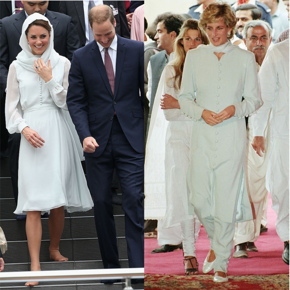 Kate Middleton in 2012 and Princess Diana in 1996