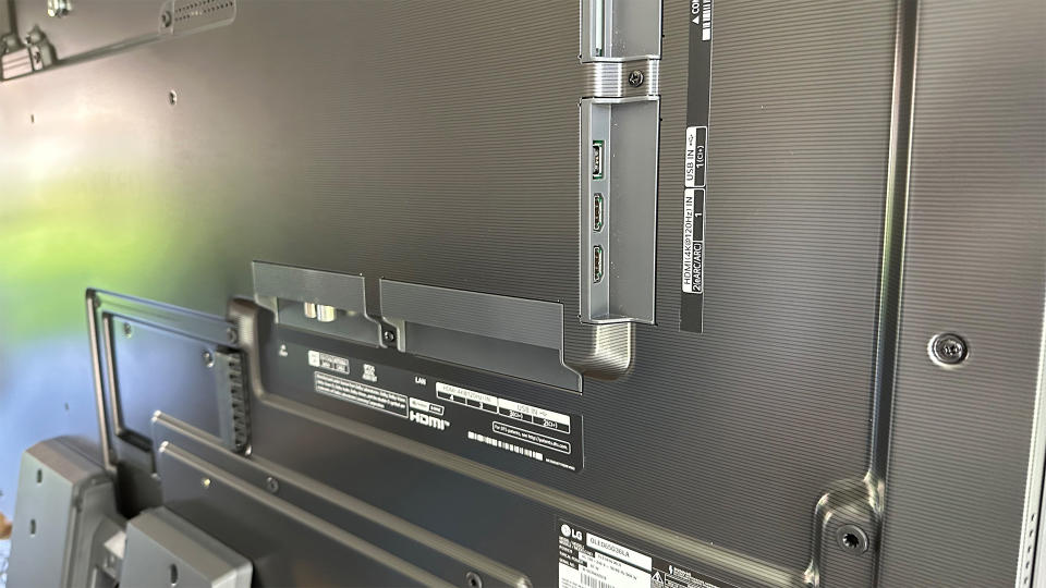A close-up of the rear HDMI ports on the LG OLED65G3