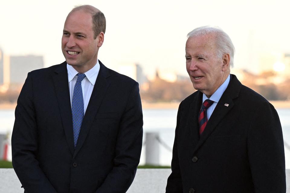 US President Joe Biden meets with Britain's Prince William, Prince of Wales, at the John F. Kennedy Presidential Library and Museum in Boston, Massachusetts, December 2, 2022.