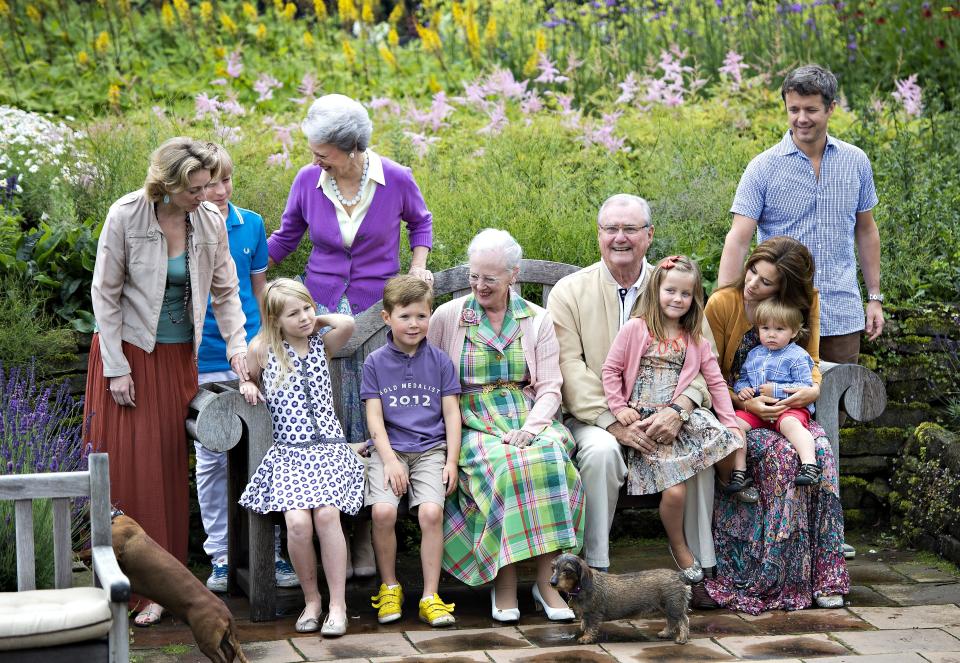 <p>Happy to play the patriarch of the family, summer holidays were a busy affair for Prince Henrik, with his family coming together at the royal summer residence of Grasten Castle in 2012.</p>