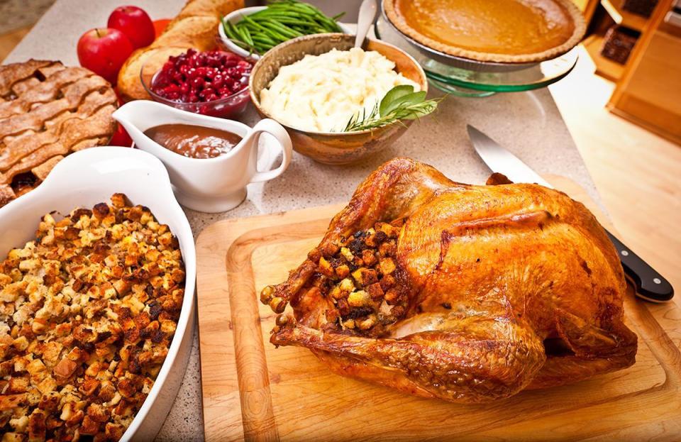 <p>Loosely tent your bird with foil and allow it to rest for about 20 minutes after it comes out of the oven. If you need the oven to <a href="https://www.thedailymeal.com/holidays/thanksgiving-side-dishes-ranking?referrer=yahoo&category=beauty_food&include_utm=1&utm_medium=referral&utm_source=yahoo&utm_campaign=feed" rel="nofollow noopener" target="_blank" data-ylk="slk:warm up your side dishes;elm:context_link;itc:0;sec:content-canvas" class="link ">warm up your side dishes</a>, you can let the turkey rest for up to an hour.</p>