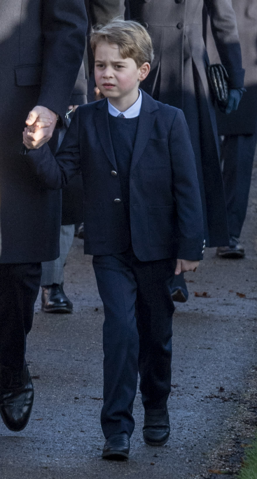 A photo of Prince George of Cambridge at the Christmas Day Church service at Church of St Mary Magdalene on the Sandringham estate on December 25, 2019 in King's Lynn, United Kingdom.