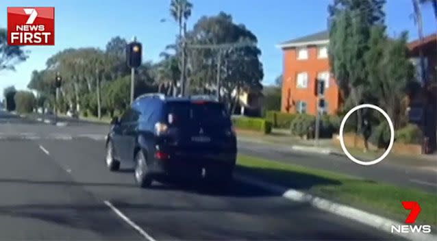 The pedestrian prepares to cross. Source: 7 News