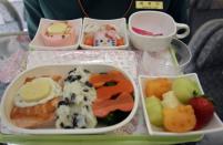 It's not just the packaging. Even the inflight meal has a Hello Kitty theme.