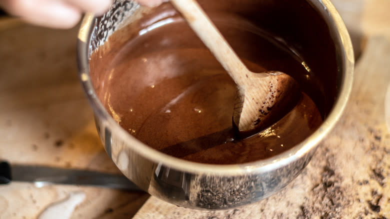 melted chocolate being stirred