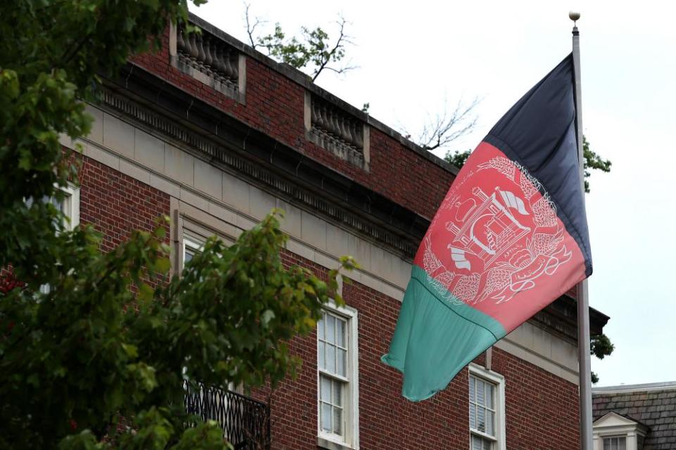 The Afghan embassy in Washington DC still flies the country’s flag.