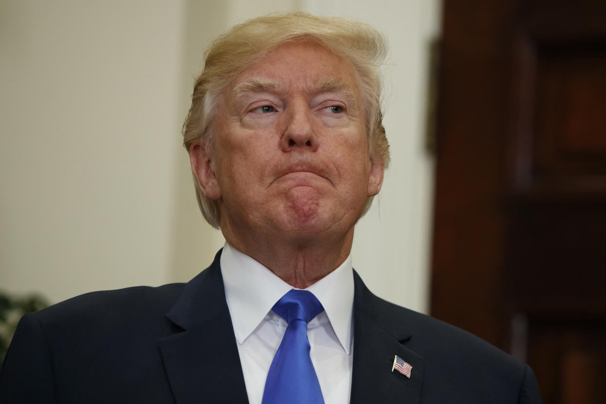 President Trump at a White House event in August to unveil legislation that would place new limits on legal immigration. (Photo: Evan Vucci/AP)