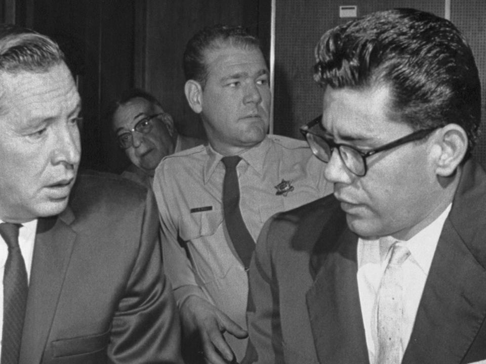 Ernesto Miranda with attorney John J. Flynn, in 1967