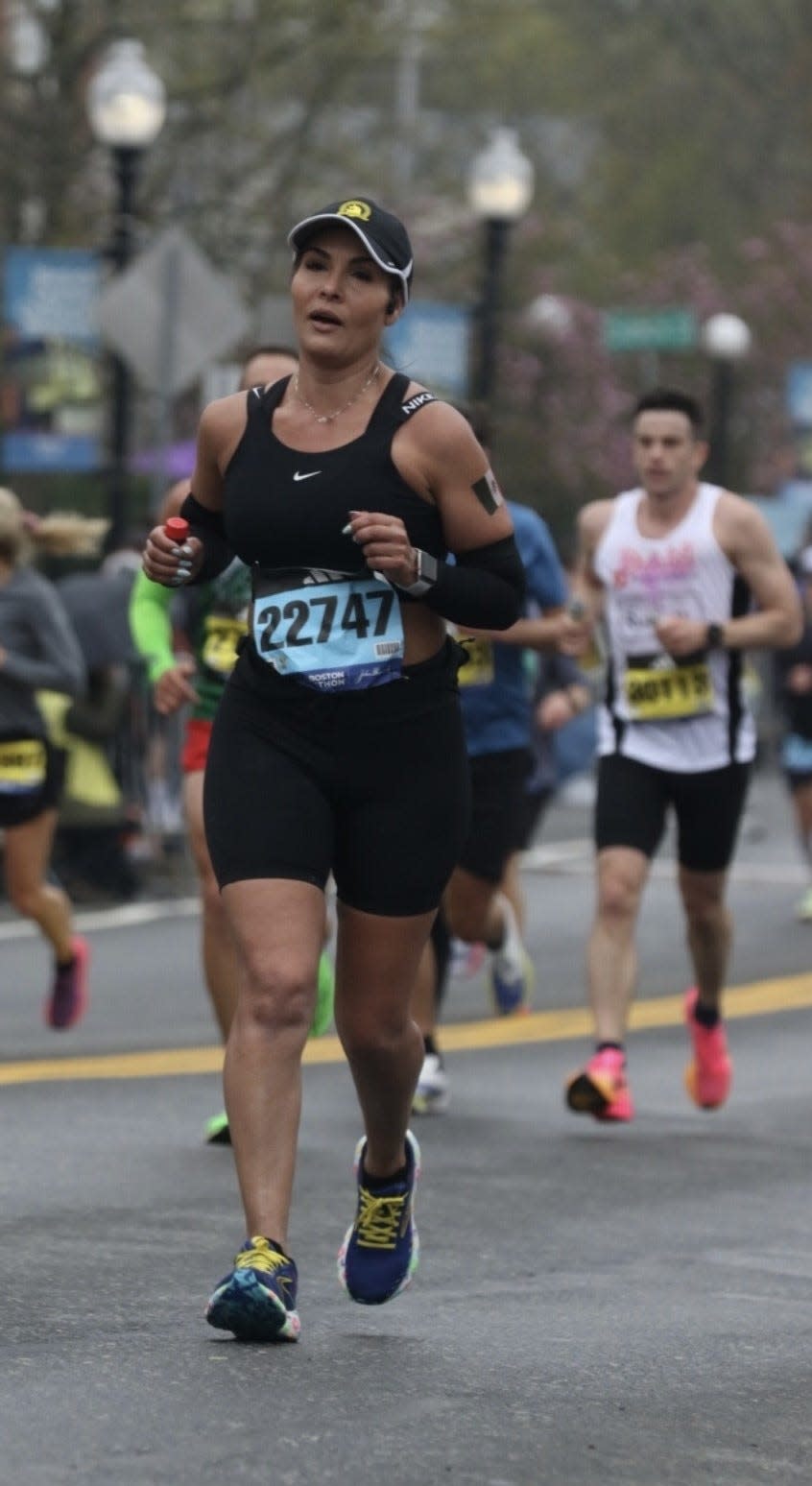 Malena Salazar runs in the Boston Marathon.