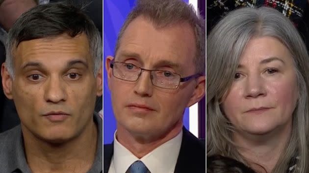 BBC Question Time audience drilled minister David Davies (centre) on the government's handling of public finances