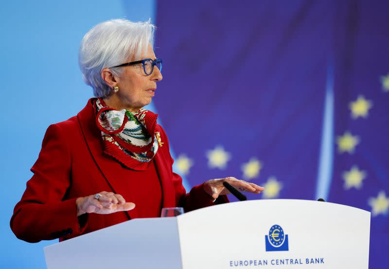 uFILE PHOTO: ECB President Lagarde attends a news conference following the ECB's monetary policy meeting in Frankfurt